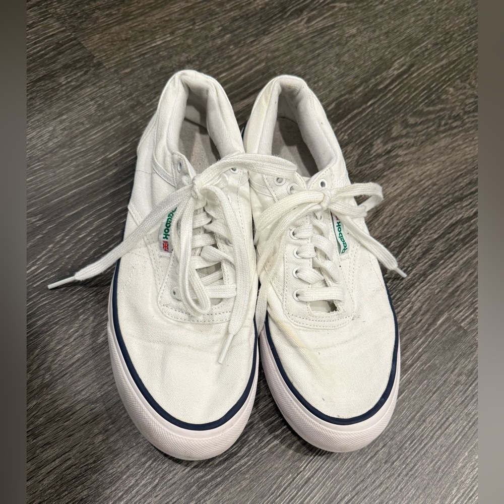 Reebok White Canvas Sneakers with Blue Trim
